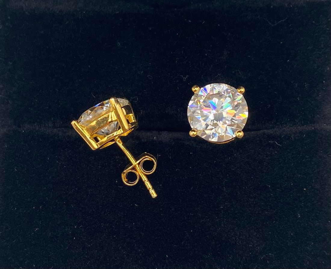 4.00 CTW Round Brilliant Cut Moissanite 6-Prong Stud Earrings - 2