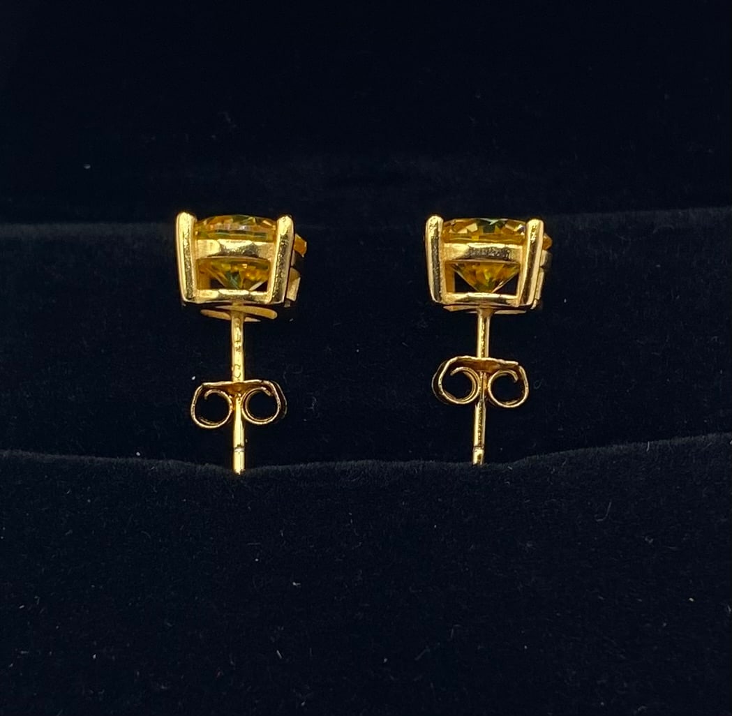 4.00 CTW Round Cut Canary Yellow Moissanite Stud Earrings - 2