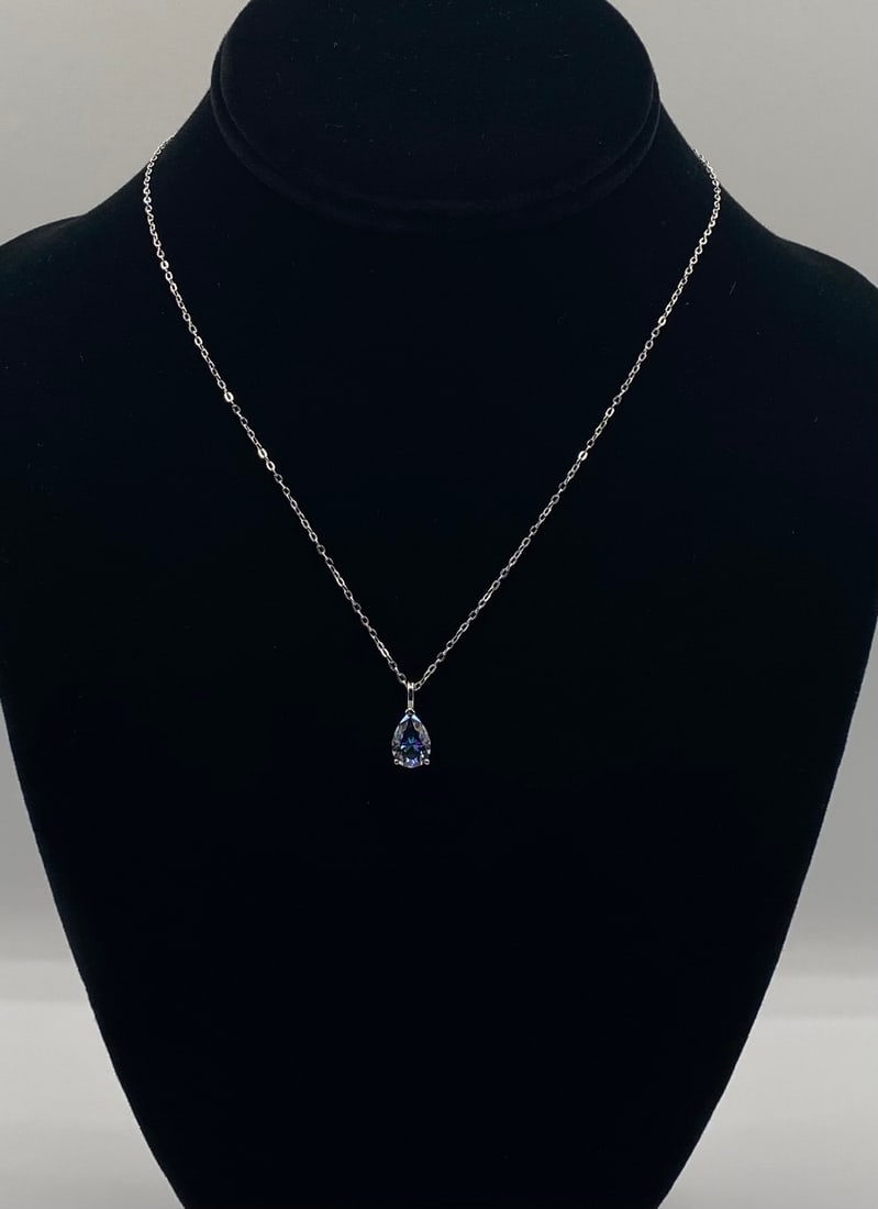Pear Shaped Mystic Rainbow Moissanite Necklace - 2