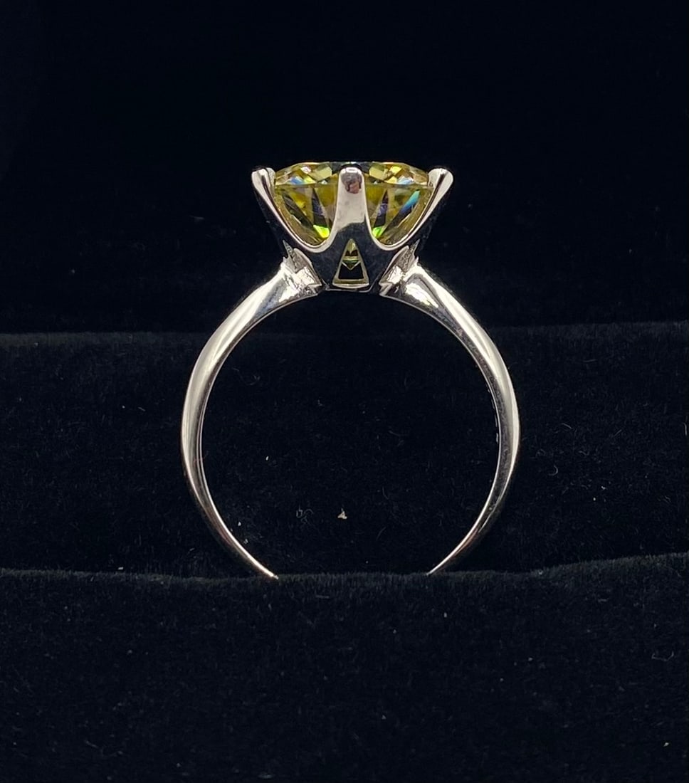 5 CT Canary Yellow Round Moissanite Solitaire Ring - 2