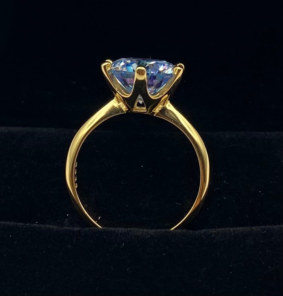 5 CT Round Rainbow VVS Moissanite Solitaire Ring - 2