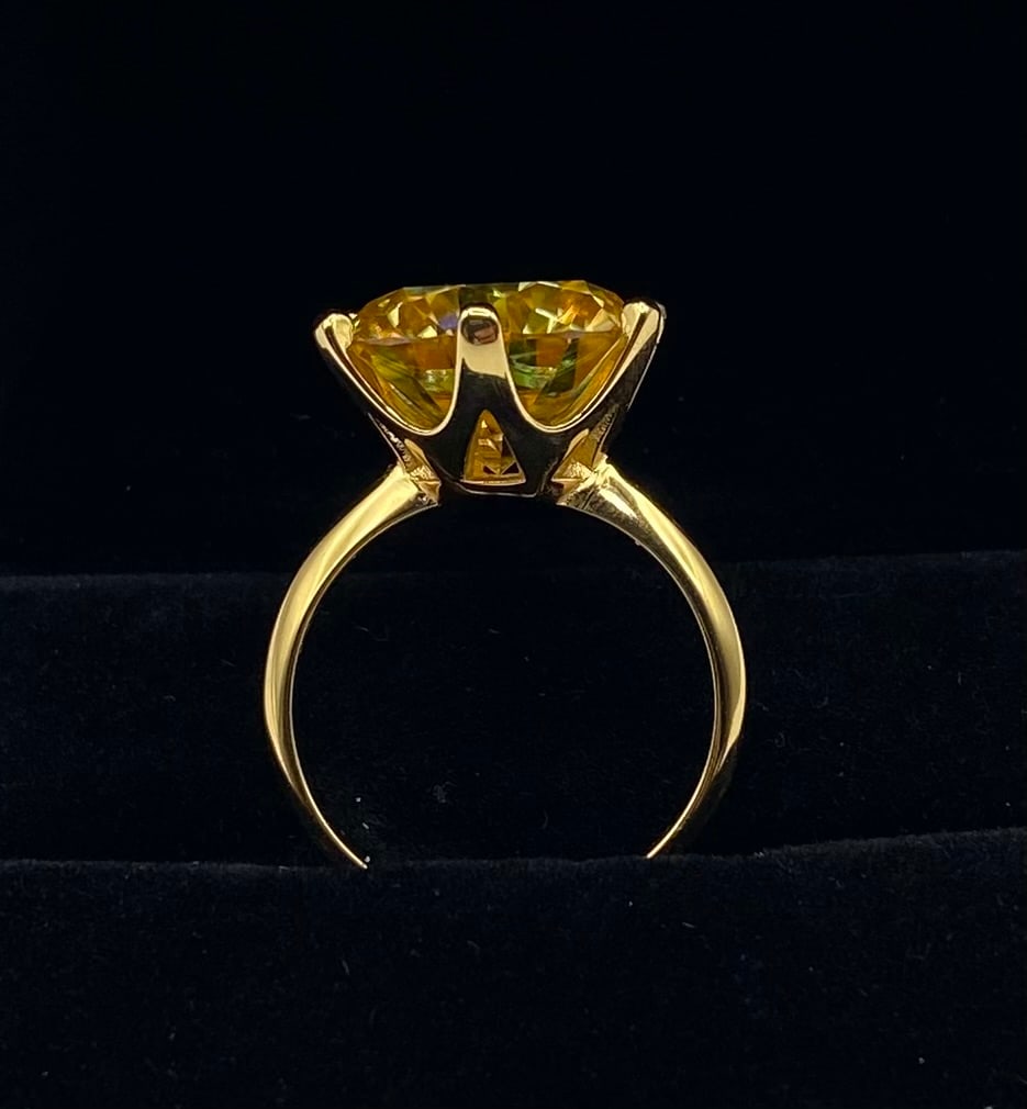 10.00 CT Canary Yellow Round Moissanite Solitaire Ring - 2