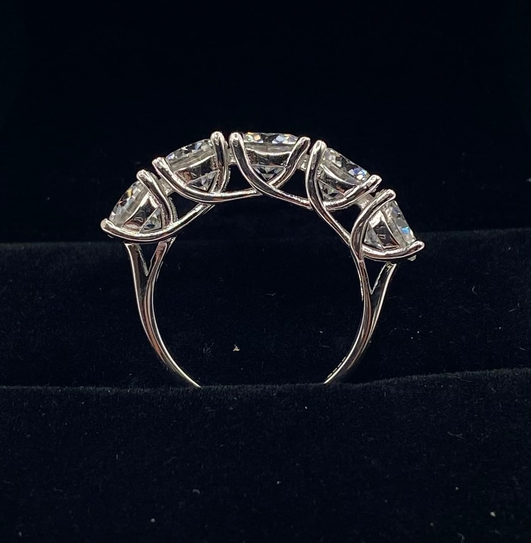 5 Ct Five-Stone Moissanite Anniversary Band - 2