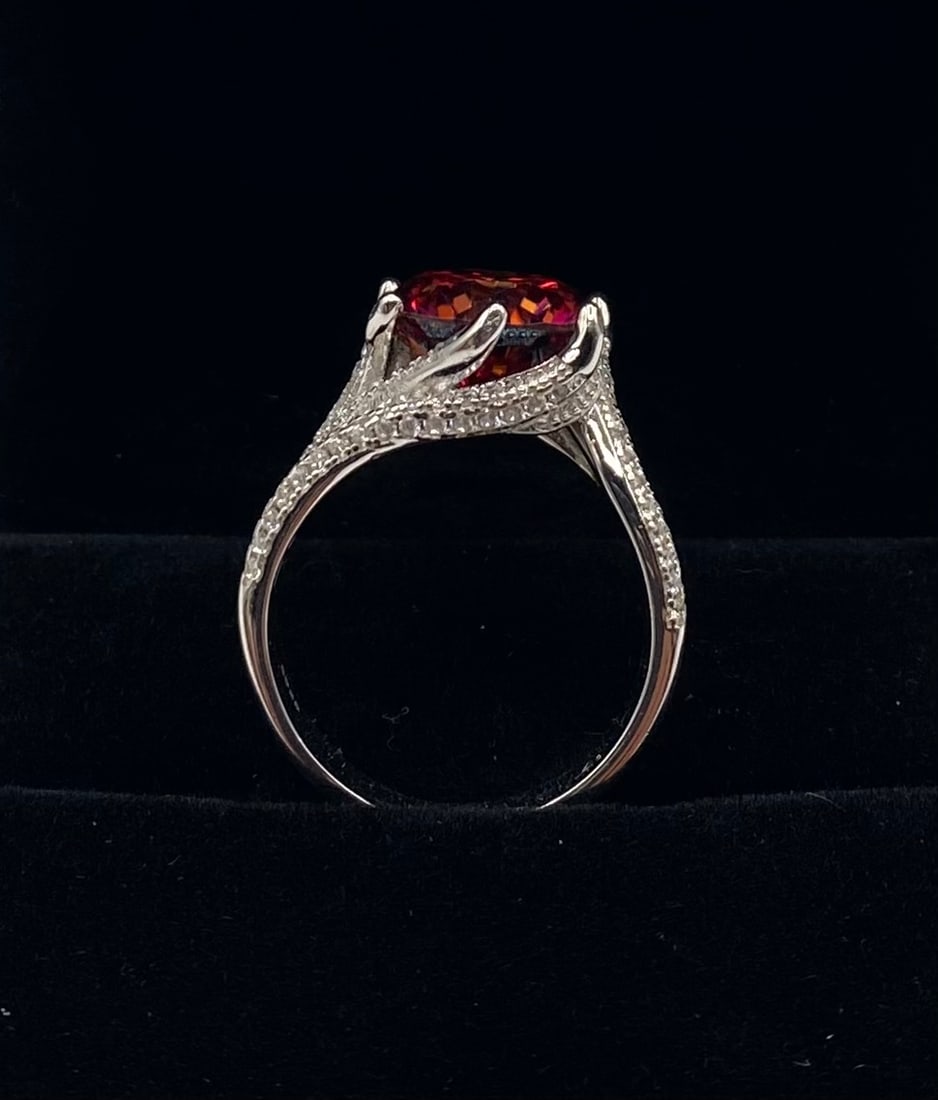 5 Ct Red Moissanite 18K Gold Plated Sterling Silver Ring - 2
