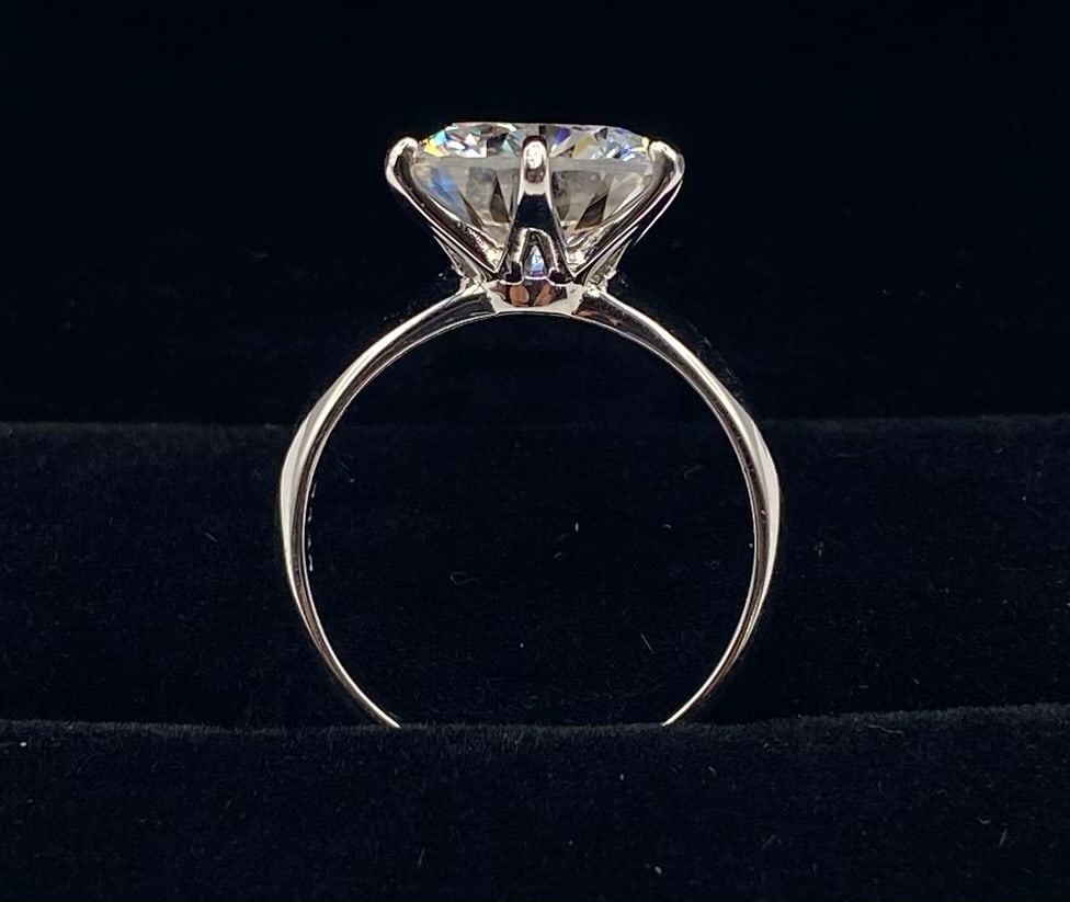 5 Ct Round Brilliant Moissanite Ring 18K Gold Plated Silver - 2