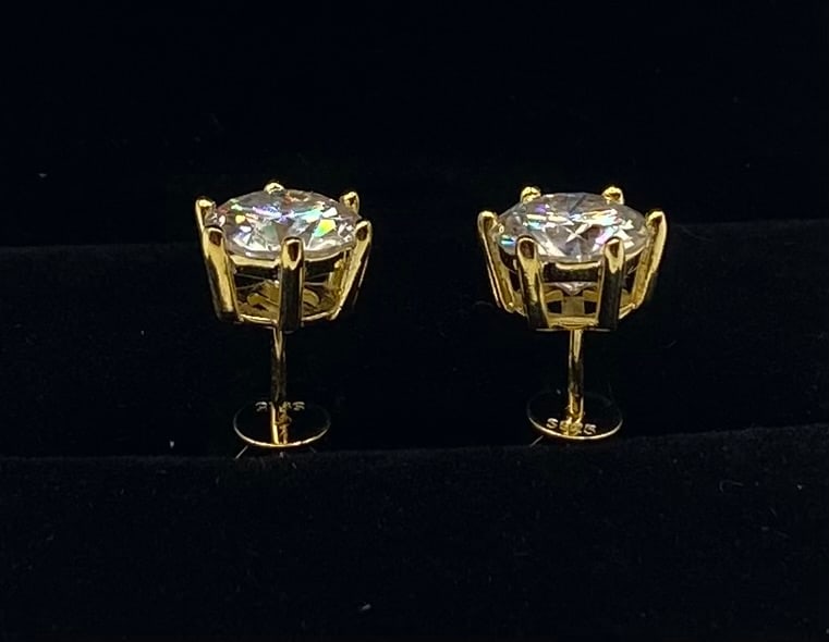 6.00 CTW Round Brilliant Cut Moissanite Stud Earrings - 2
