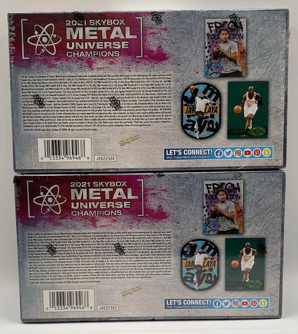 2) Sealed 2021 Skybox Metal Universe Champions Hobby Boxes (Michael Jordan Box Cover) - 2