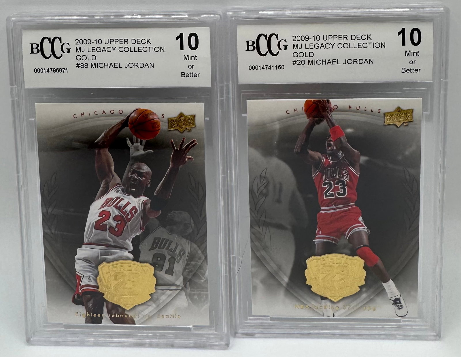 (2) Michael Jordan Gold Cards: (2) Two Michael Jordan Gold Cards BCCG 10