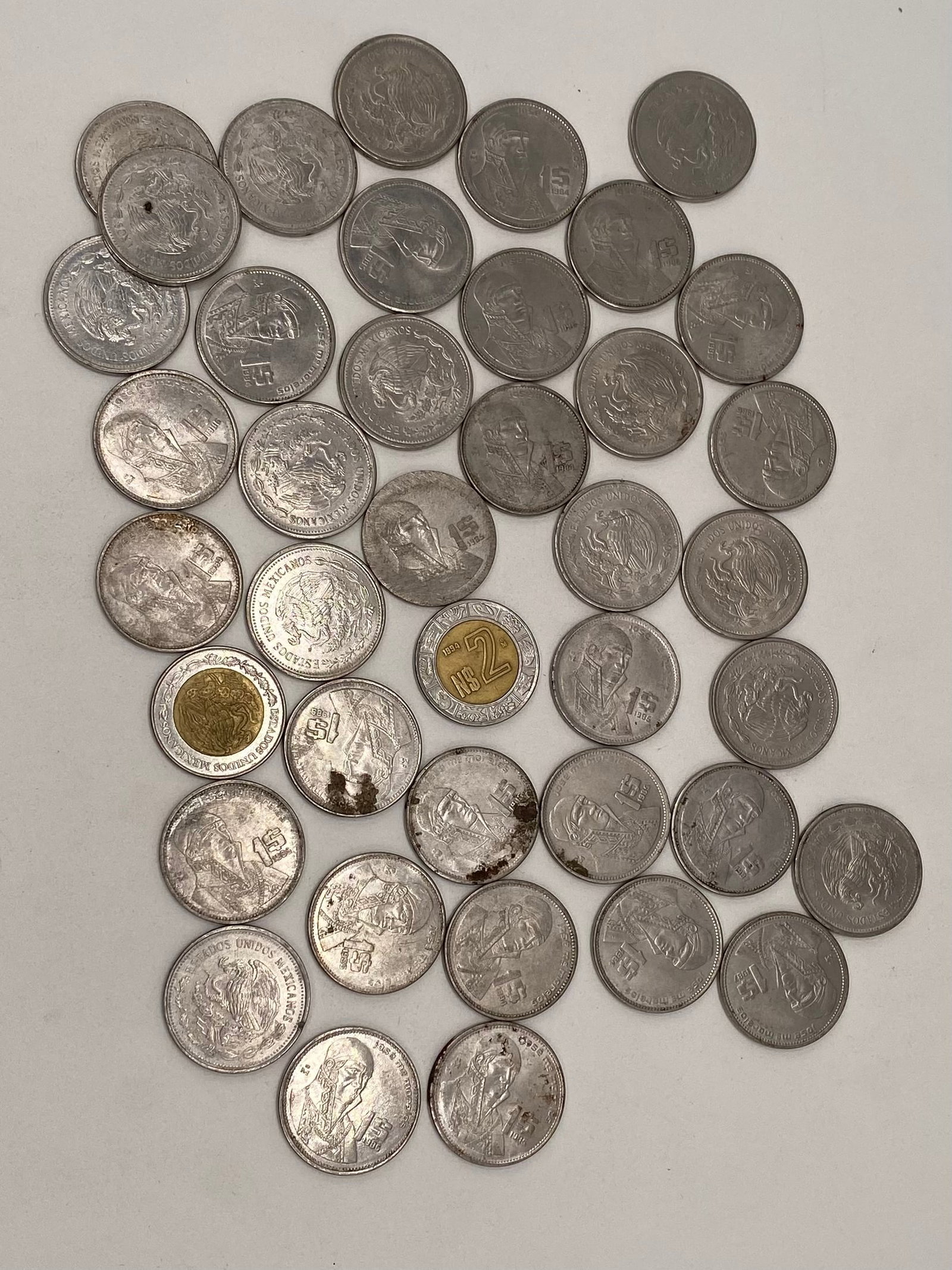 Collection of 37 Assorted Mexican Coins (1 of 2)