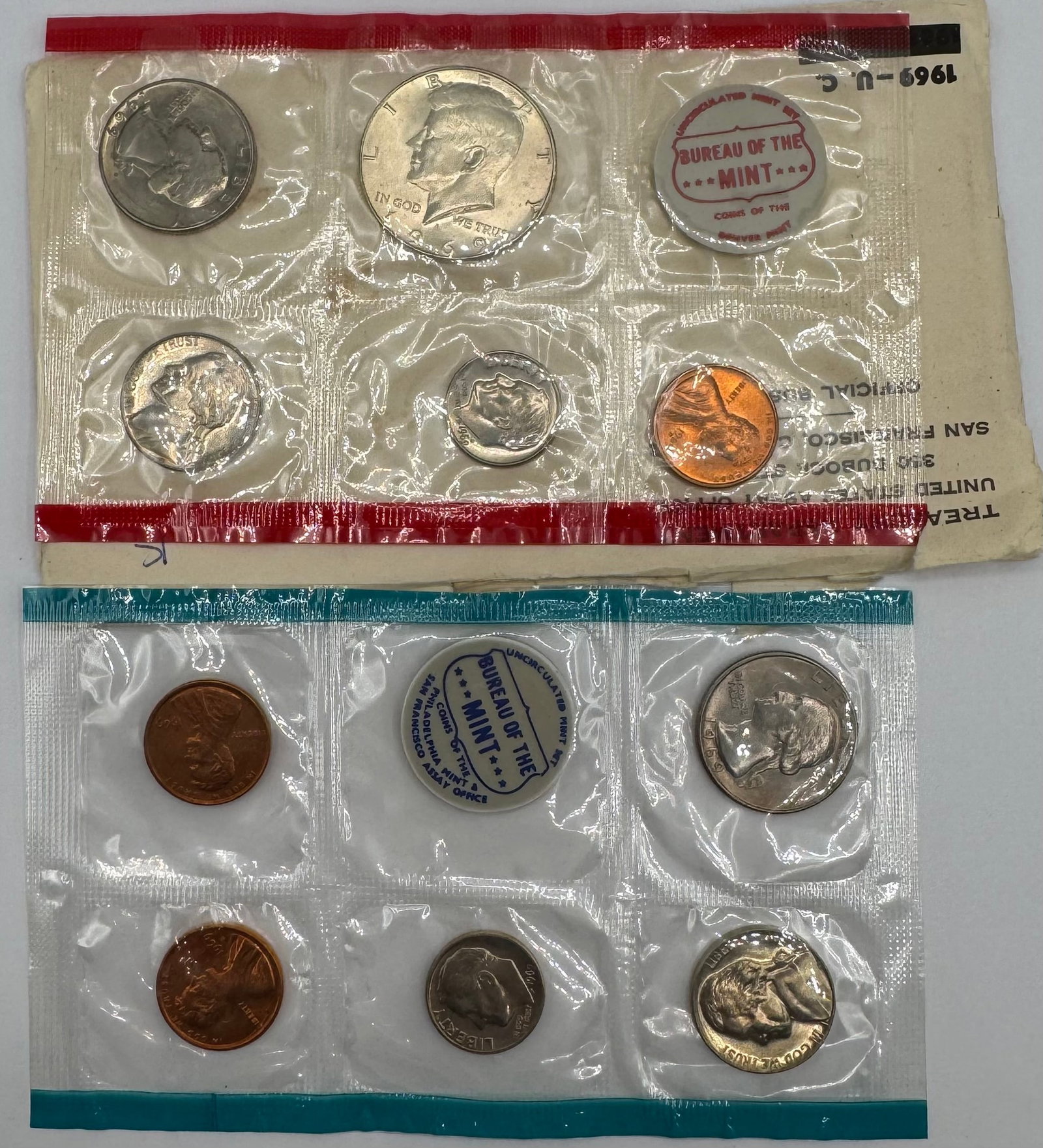 1969 US Mint Uncirculated Coin Set (10 Coins) in Original Packaging & Envelope (1 of 2)