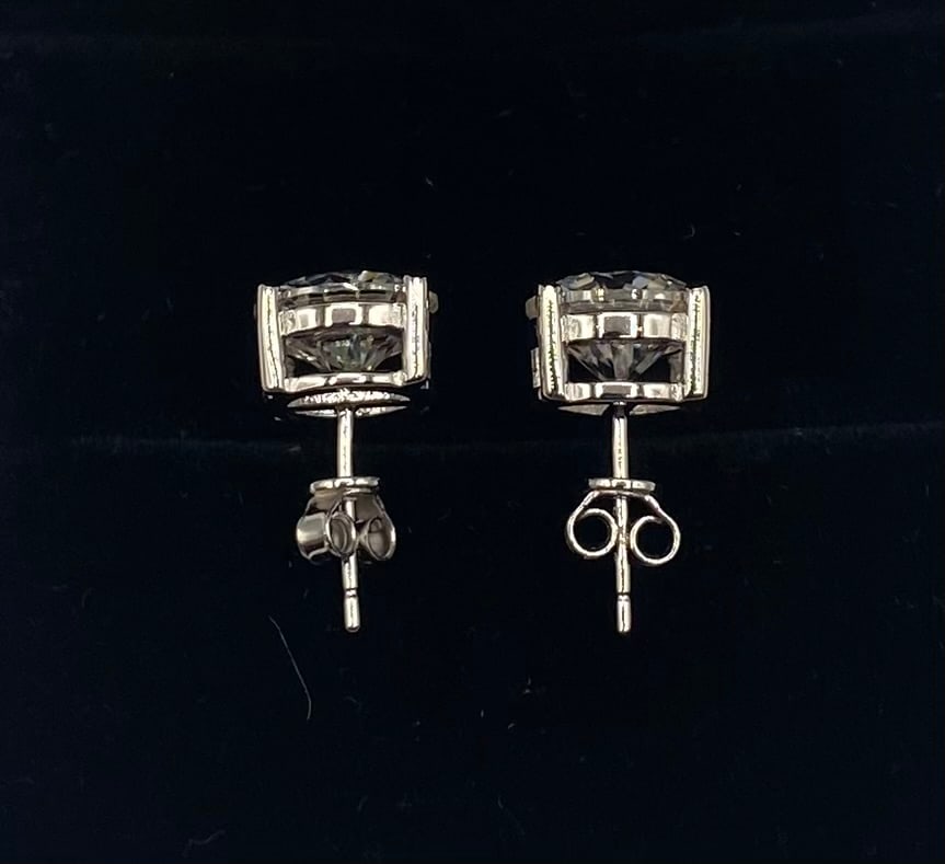 6.00 CTW Round Cut Moissanite Stud Earrings 18K White Gold Plated Sterling Silver - 2