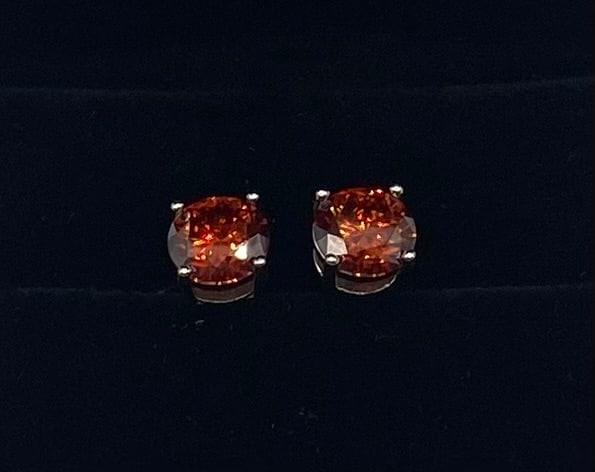 4 CTW Round Red Moissanite Stud Earrings 18K White Gold Plated Sterling Silver (1 of 2)
