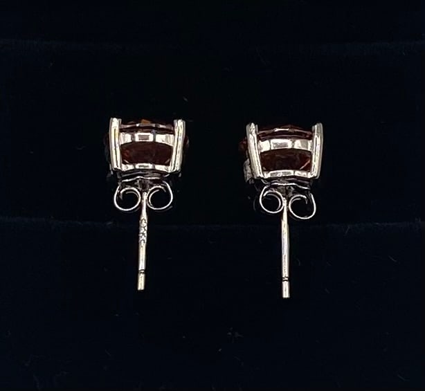 4 CTW Round Red Moissanite Stud Earrings 18K White Gold Plated Sterling Silver - 2