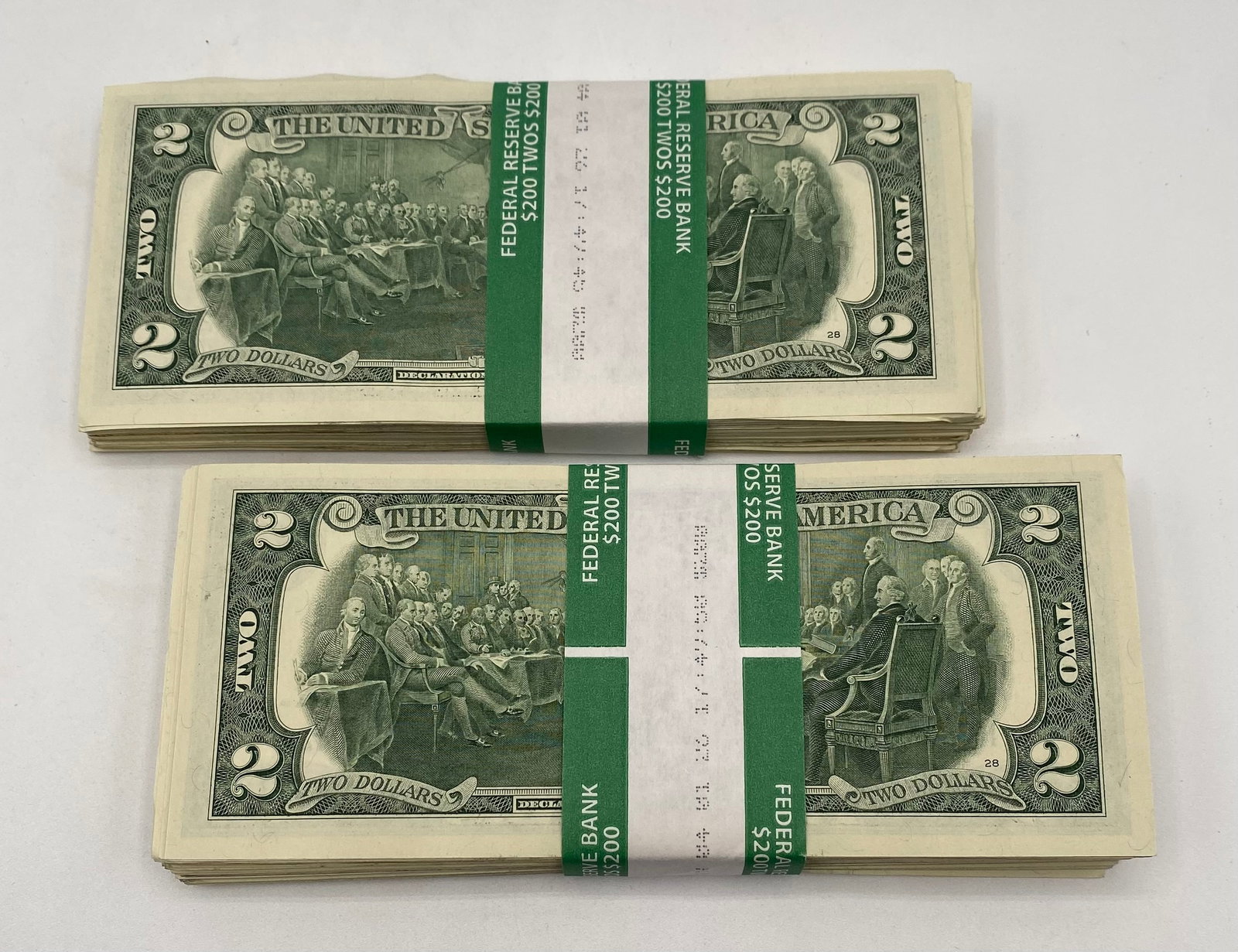 (Two (2) 100-Count Bundles of $2 Bills - $400 Total - 2