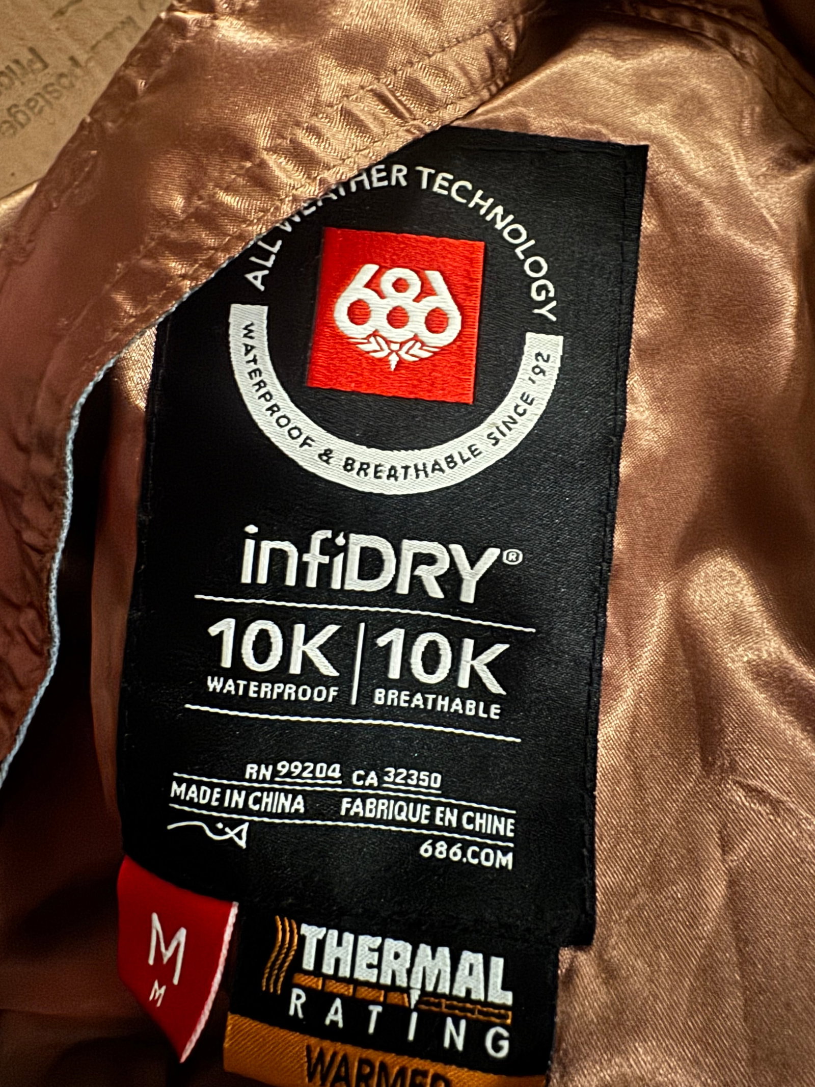 686 infiDRY 10K Snowboard Ski Bib Pants - Men’s Size M - Blue Chambray/Bronze - 2