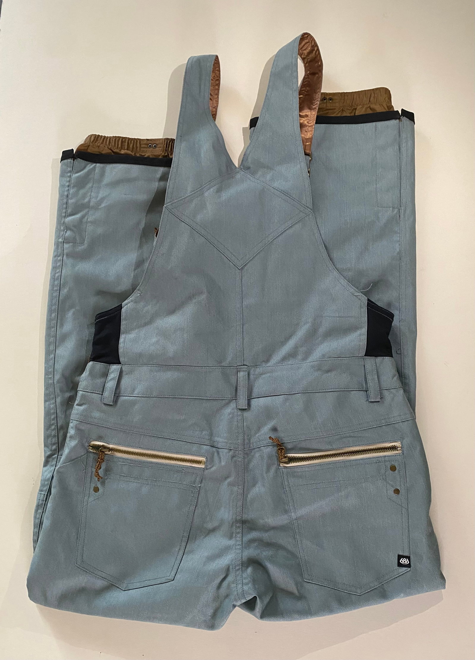686 infiDRY 10K Snowboard Ski Bib Pants - Men’s Size M - Blue Chambray/Bronze - 3