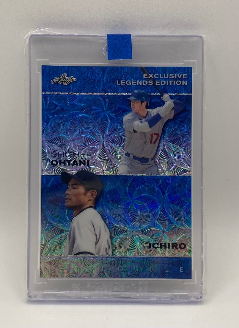 Shohei Ohtani & Ichiro Blue Holo /20: 2023 Leaf Exclusive Legends Edition Shohei Ohtani / Ichiro Double Insert Card /20