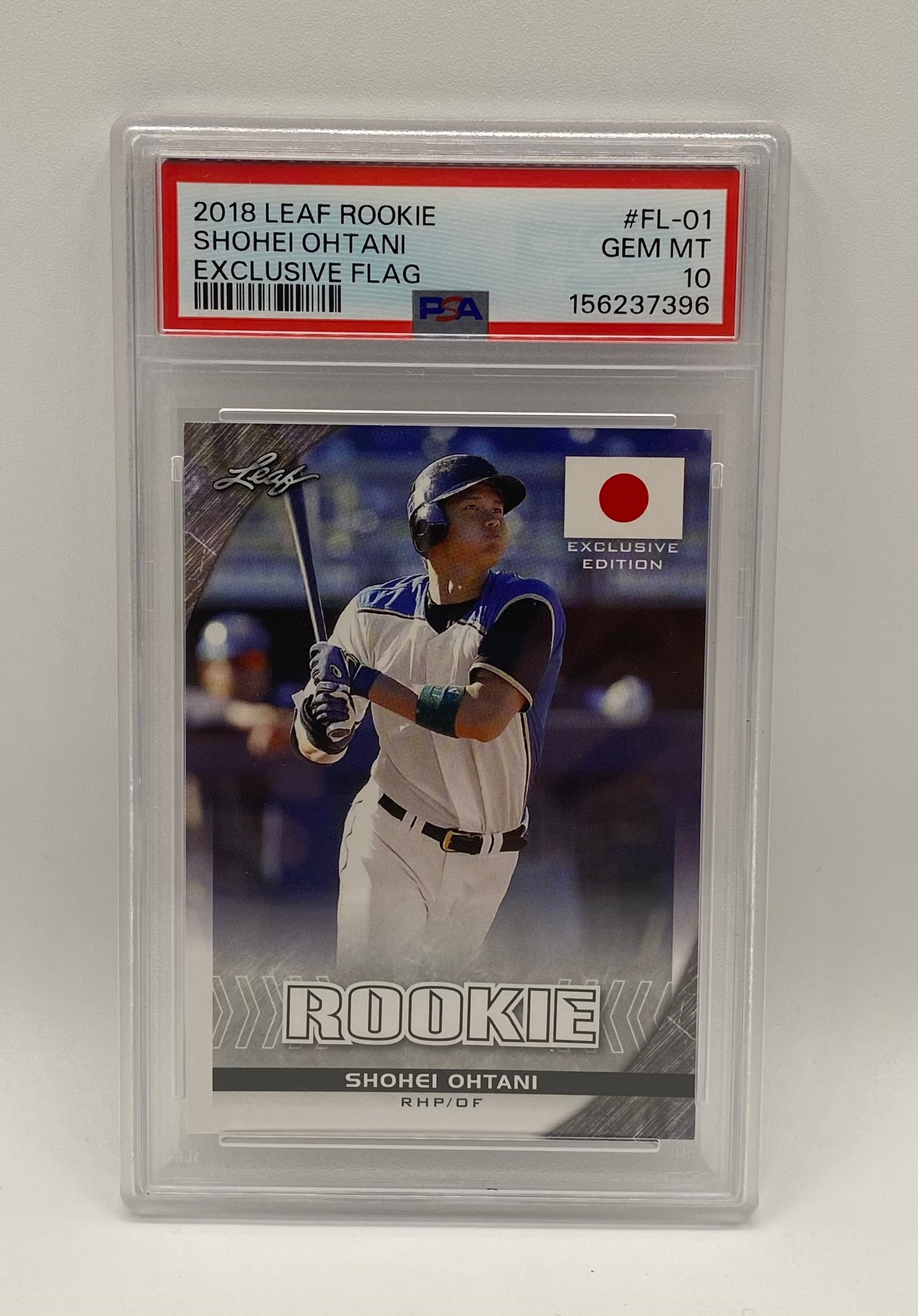 Shohei Ohtani Exclusive Flag Rookie: 2018 Leaf Rookie Shohei Ohtani Exclusive Flag #FL-01 - PSA 10 GEM MINT
