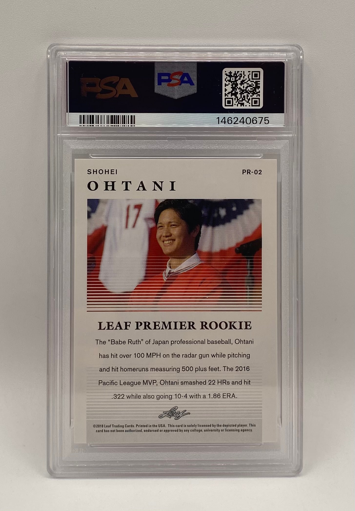 Shohei Ohtani Premier Rookie PSA 10 - 2
