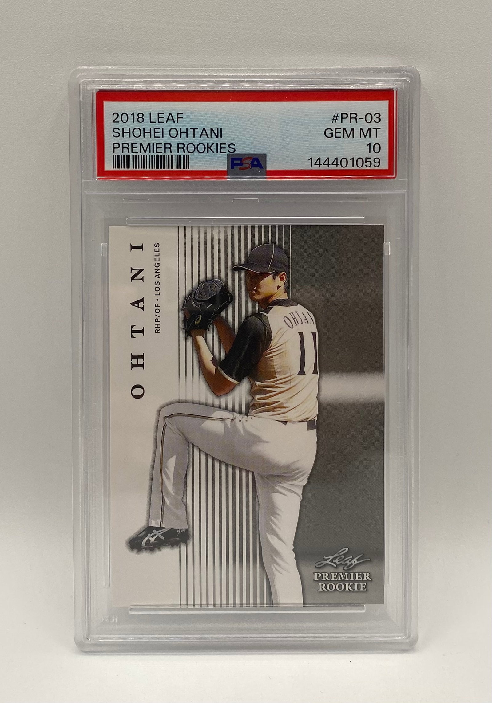 Shohei Ohtani Rookie PSA 10: 2018 Leaf Shohei Ohtani Premier Rookies #PR-03 Pitching - PSA 10 GEM MINT