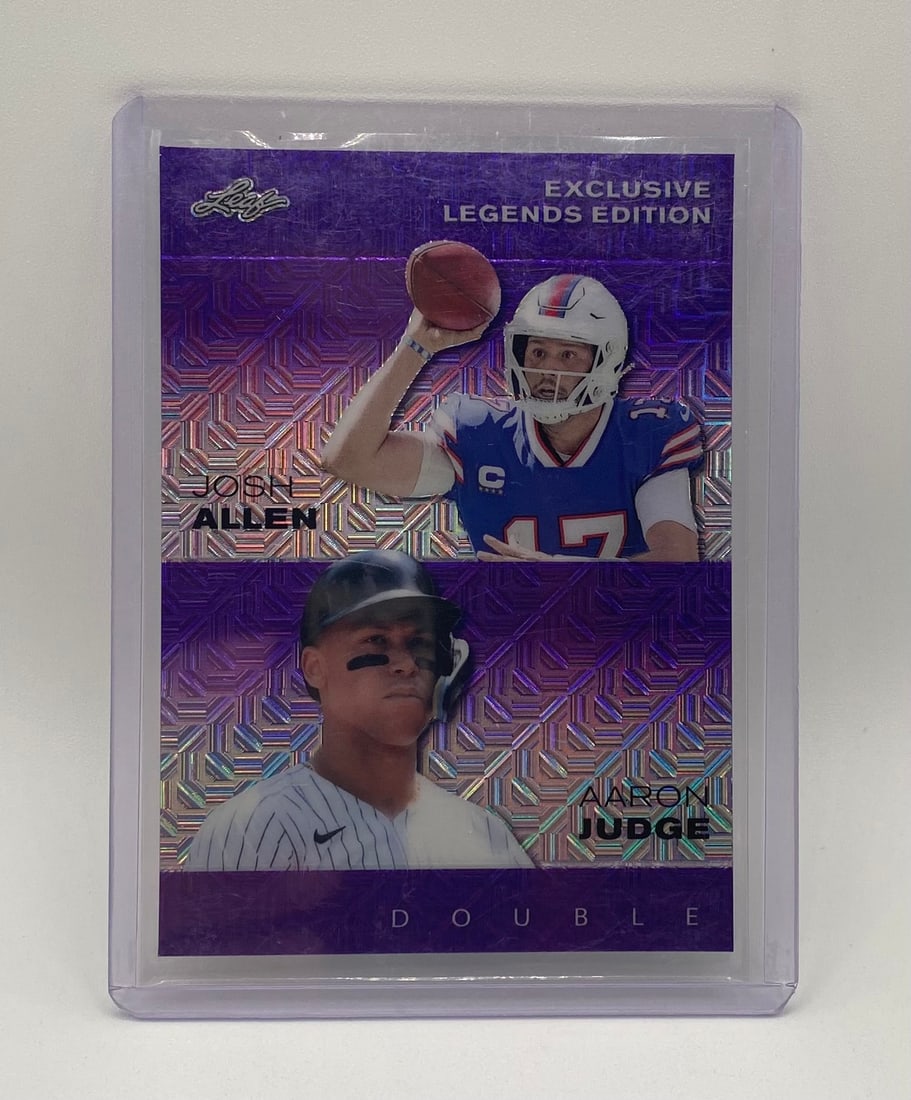 Josh Allen & Aaron Judge Holo /15: 2024 Leaf Exclusive Legends Edition Josh Allen & Aaron Judge "Double" Insert Card Numbered /15