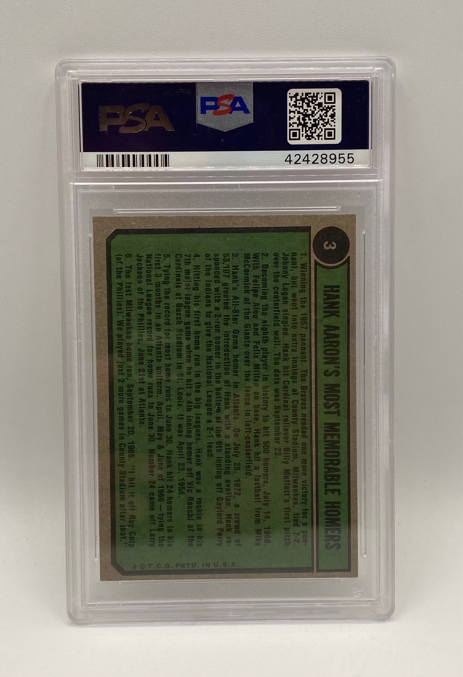 1974 Topps Hank Aaron Special PSA - 2