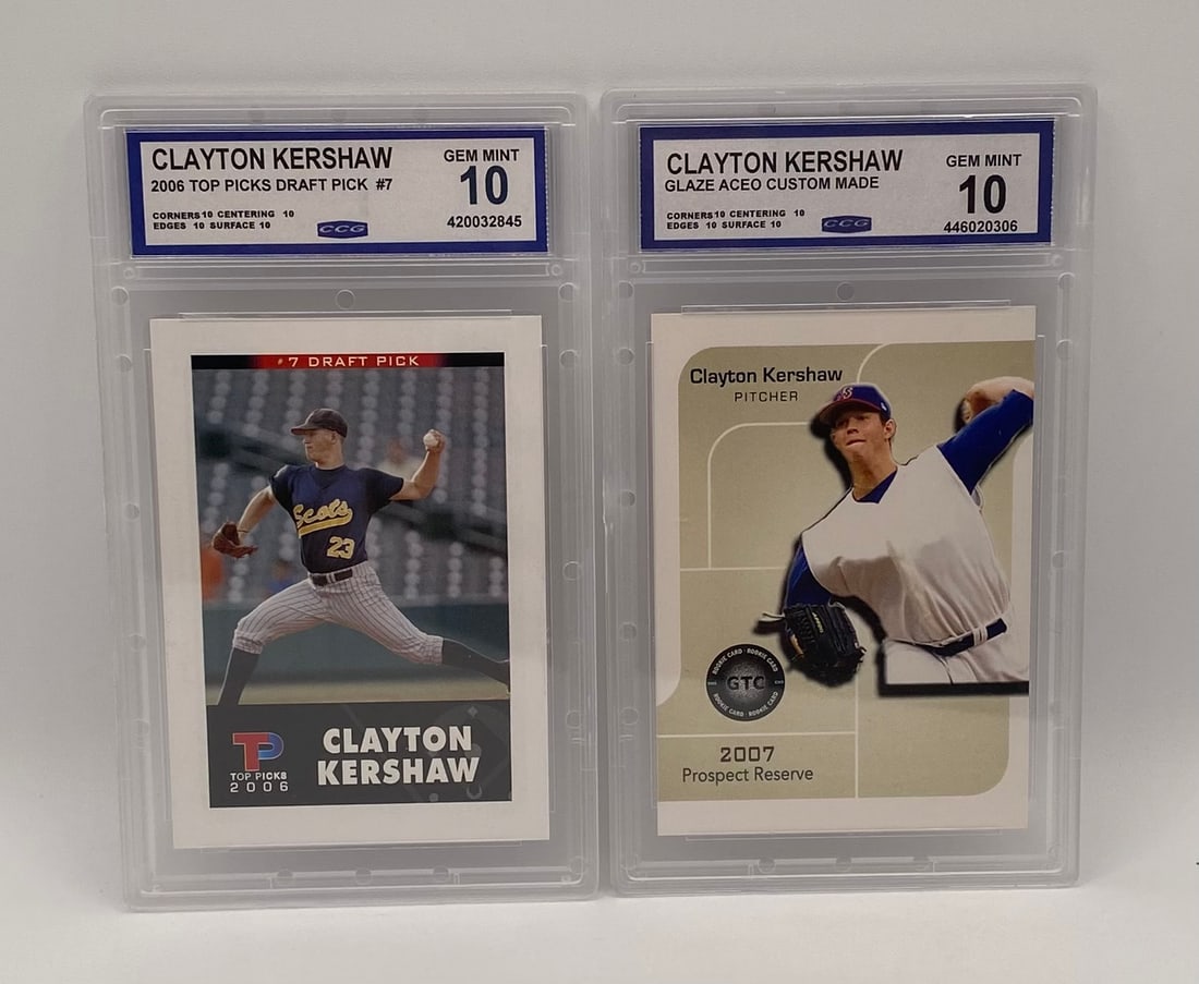 Clayton Kershaw Cards: Clayton Kershaw Graded Baseball Card Lot (2) – Both CCG 10 GEM MINT
