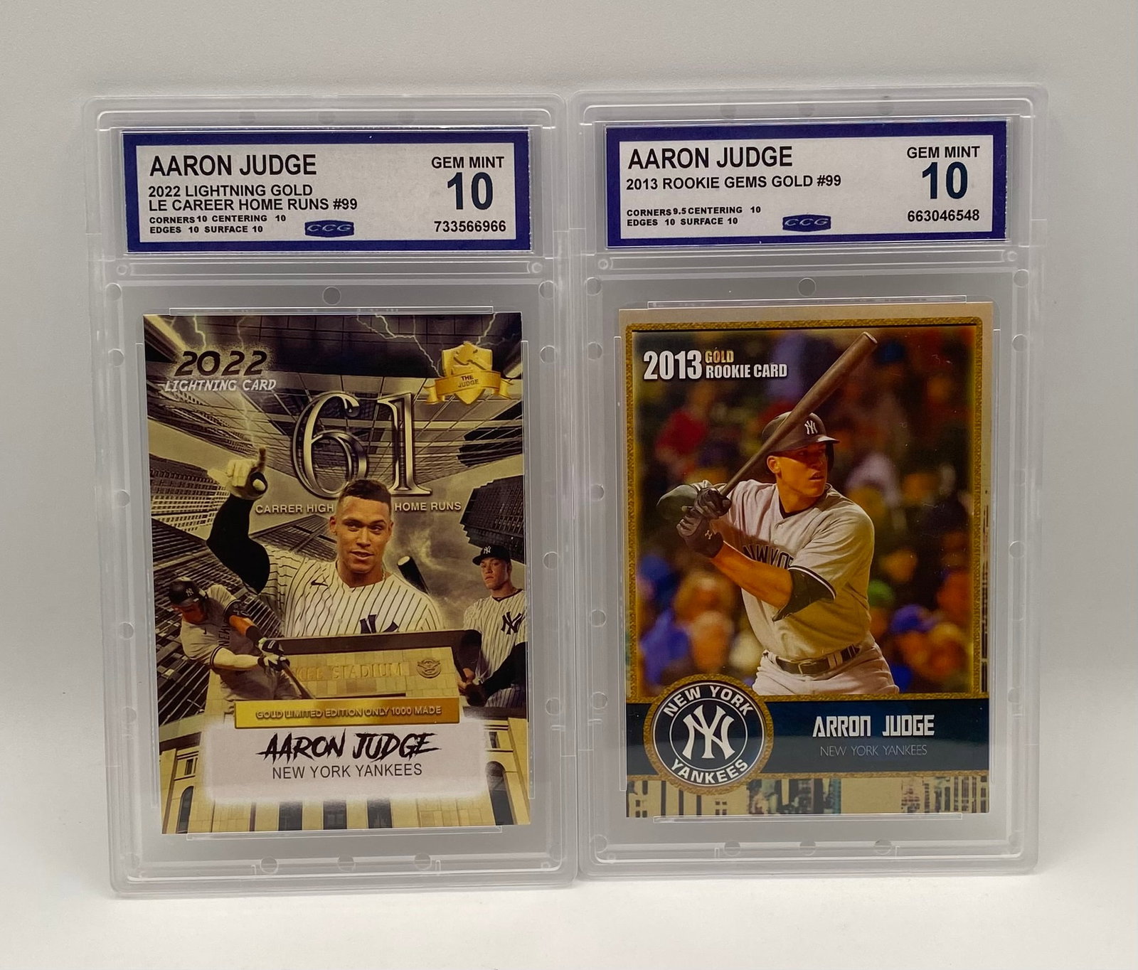 Aaron Judge Rookie Gems ACEO Cards: (2) Two Aaron Judge Rookie Gems ACEO Cards Baseball Mint 10