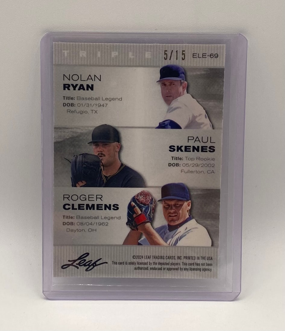 Nolan Ryan , Paul Skenes & Roger Clemens Holo /15 - 2