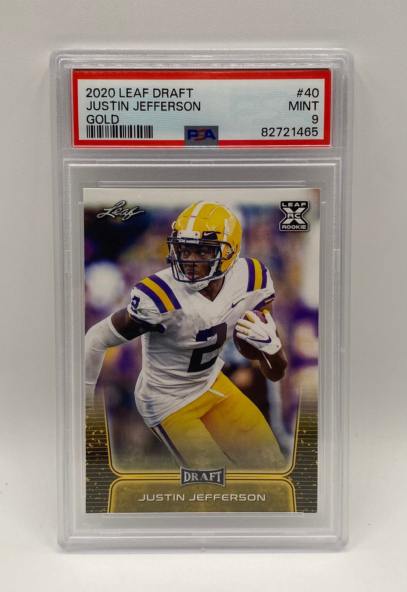 Justin Jefferson Gold Rookie PSA 10: 2020 Leaf Draft Justin Jefferson Gold Rookie #40 – PSA 9 Mint