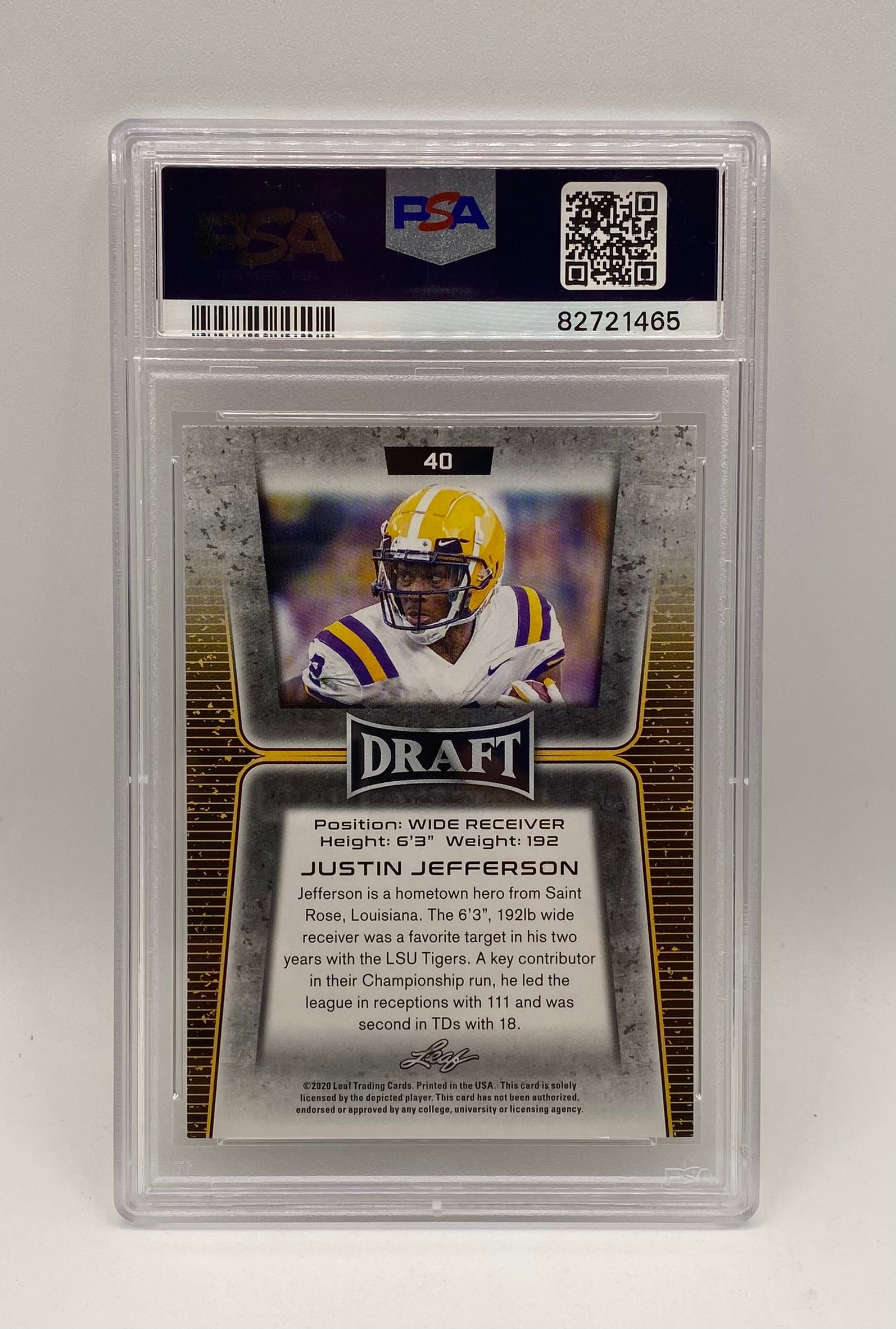Justin Jefferson Gold Rookie PSA 10 - 2