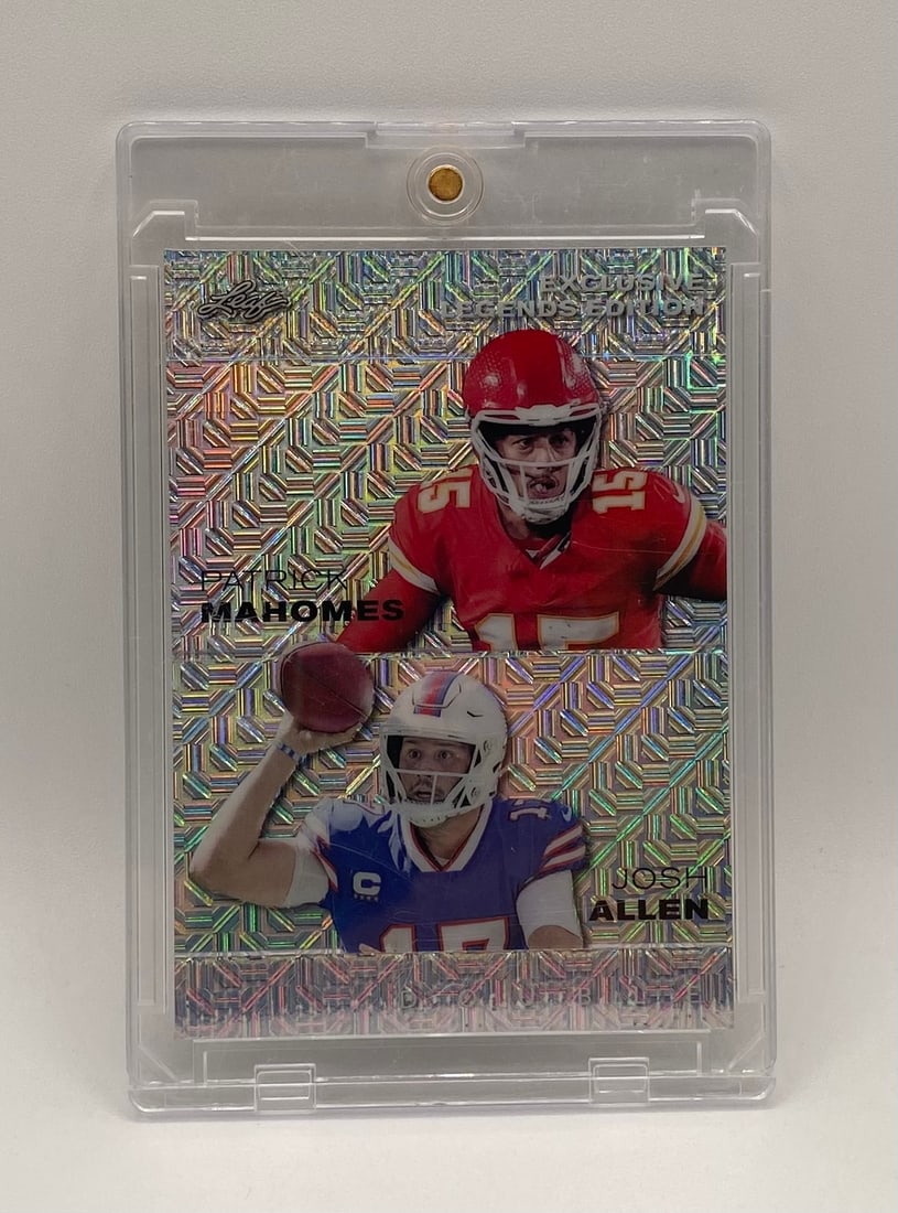 Patrick Mahomes & Josh Allen Holo /10: 2025 Leaf Exclusive Legends Edition Patrick Mahomes & Josh Allen Dual Insert Card