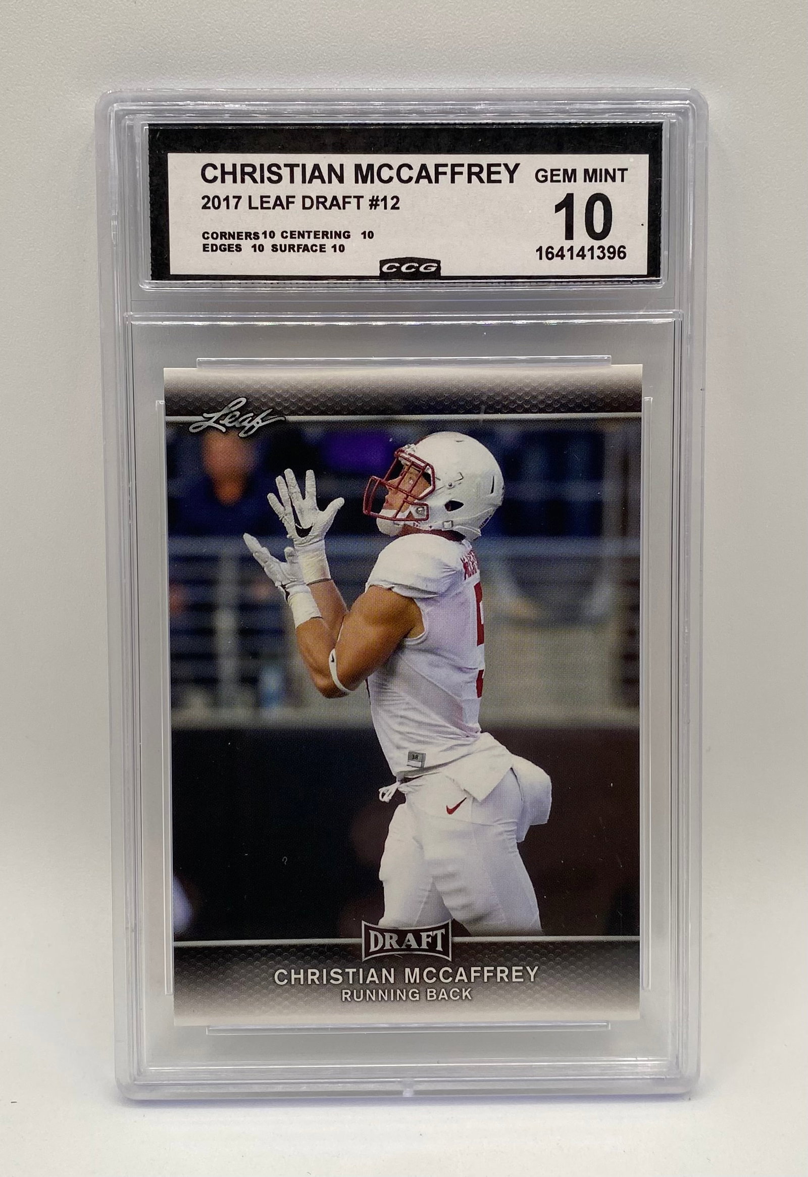 Christian McCaffrey Rookie Card: 2017 Leaf Draft Christian McCaffrey Rookie Card #12 - CCG 10 Gem Mint (Perfect 10s)