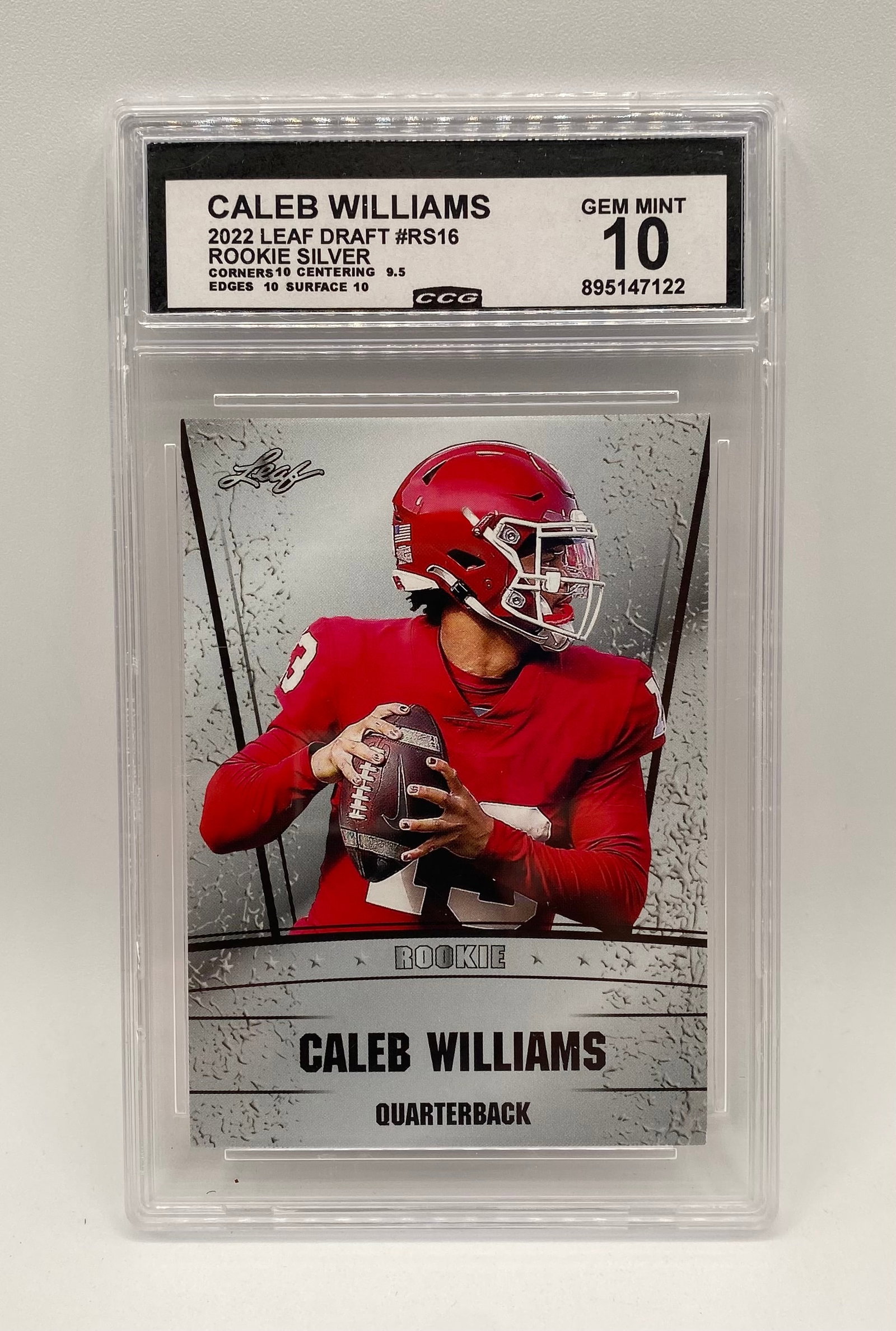 Caleb Williams Rookie Silver: 2022 Leaf Draft Caleb Williams Rookie Silver #RS16 – CCG 10 Gem Mint