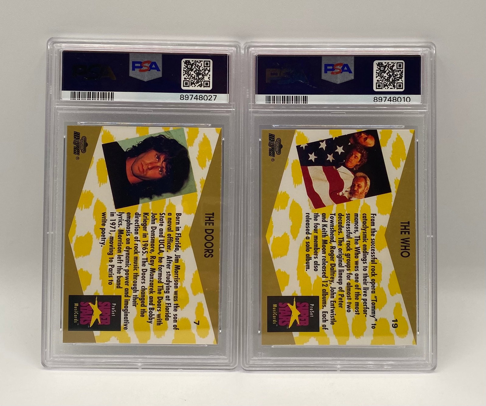 1991 ProSet Superstars Musicards Group (2) - The Doors PSA 9 & The Who PSA 10 - 2