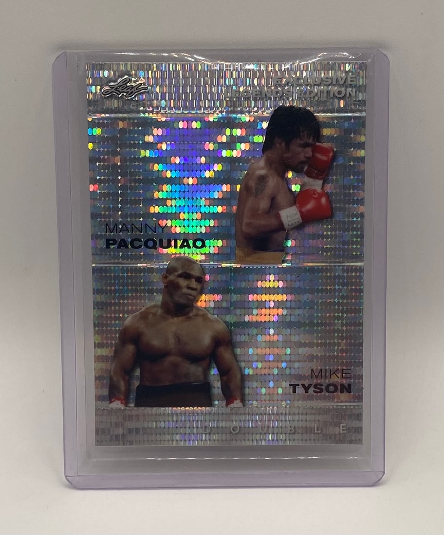 Manny Pacquiao & Mike Tyson Holo /25: 2025 Leaf Exclusive Legends Edition Manny Pacquiao & Mike Tyson Holo Insert Numbered /25