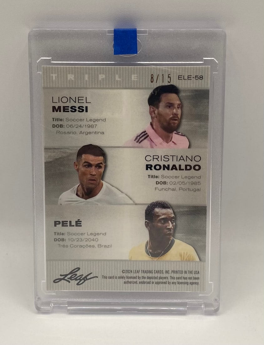 Messi, Cristiano Ronaldo, Pelé Purple Holo /15 - 2