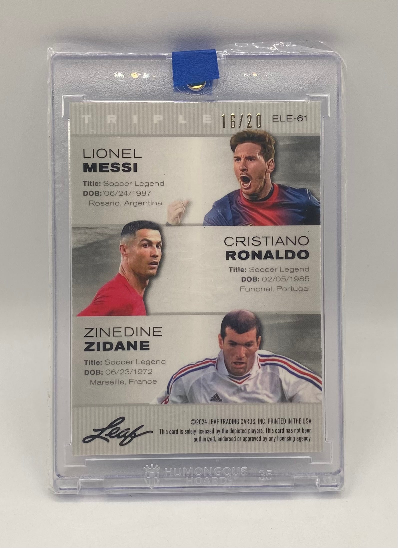 Lionel Messi, Cristiano Ronaldo, Zinedine Zidane Blue Holo /20 - 2
