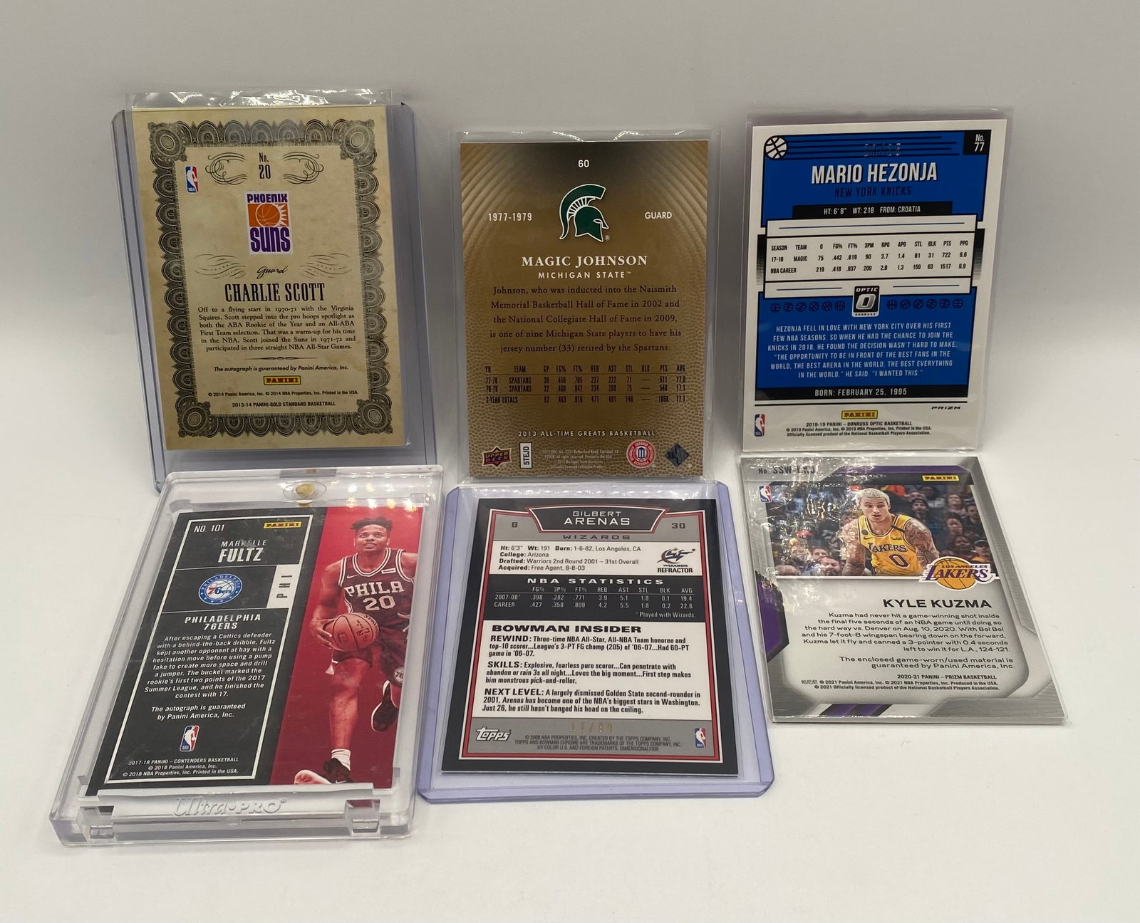 6-Card Basketball Lot featuring Fultz & Scott Autos, Magic Johnson /50 - 2