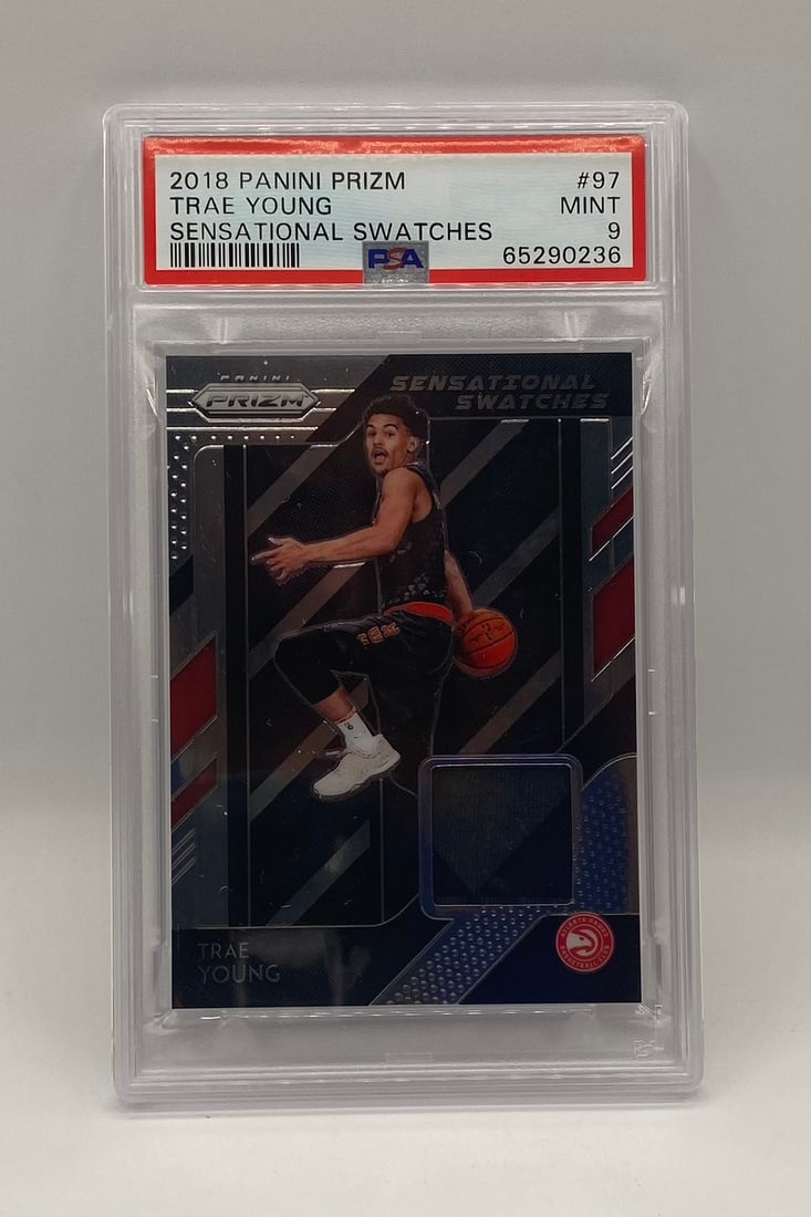 Trae Young Rookie Sensational Swatches: 2018 Panini Prizm Trae Young Rookie Sensational Swatches – PSA Mint 9