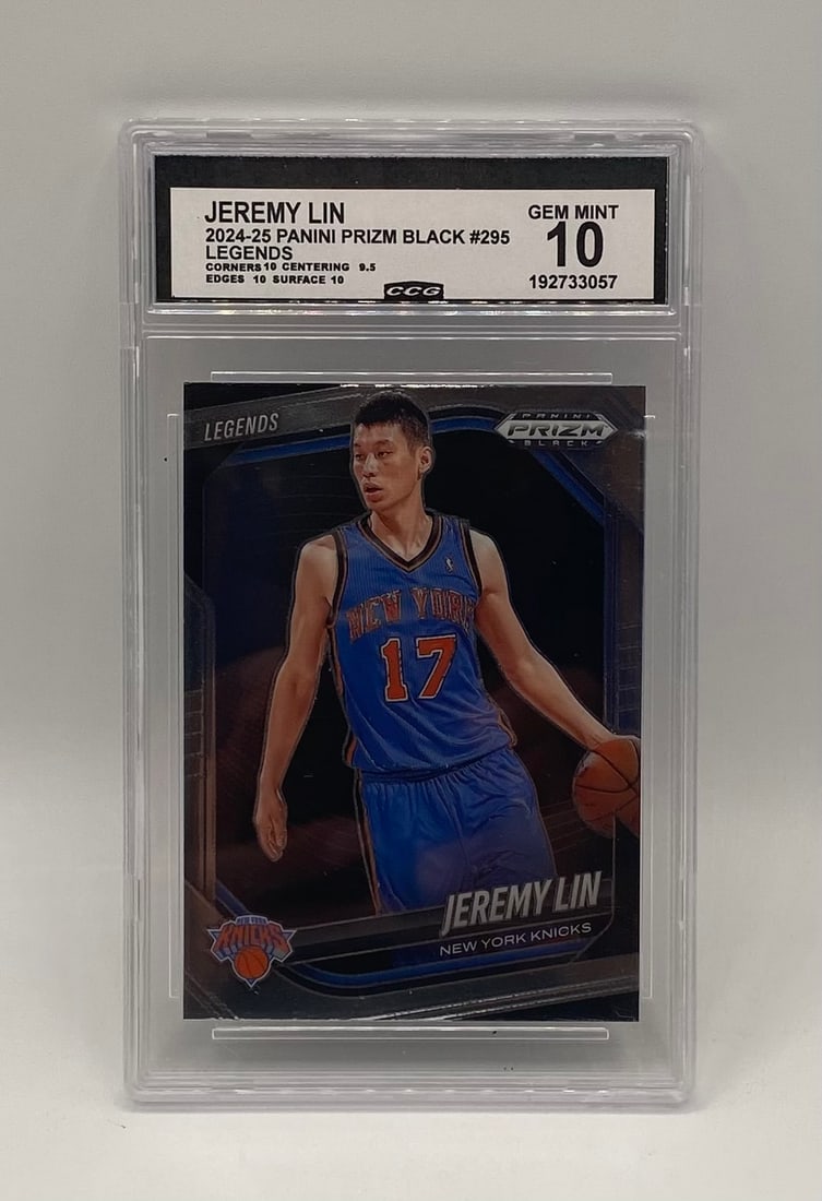 Jeremy Lin Card: 2024-25 Panini Prizm Black Jeremy Lin "Legends" #295 – CCG Gem Mint 10