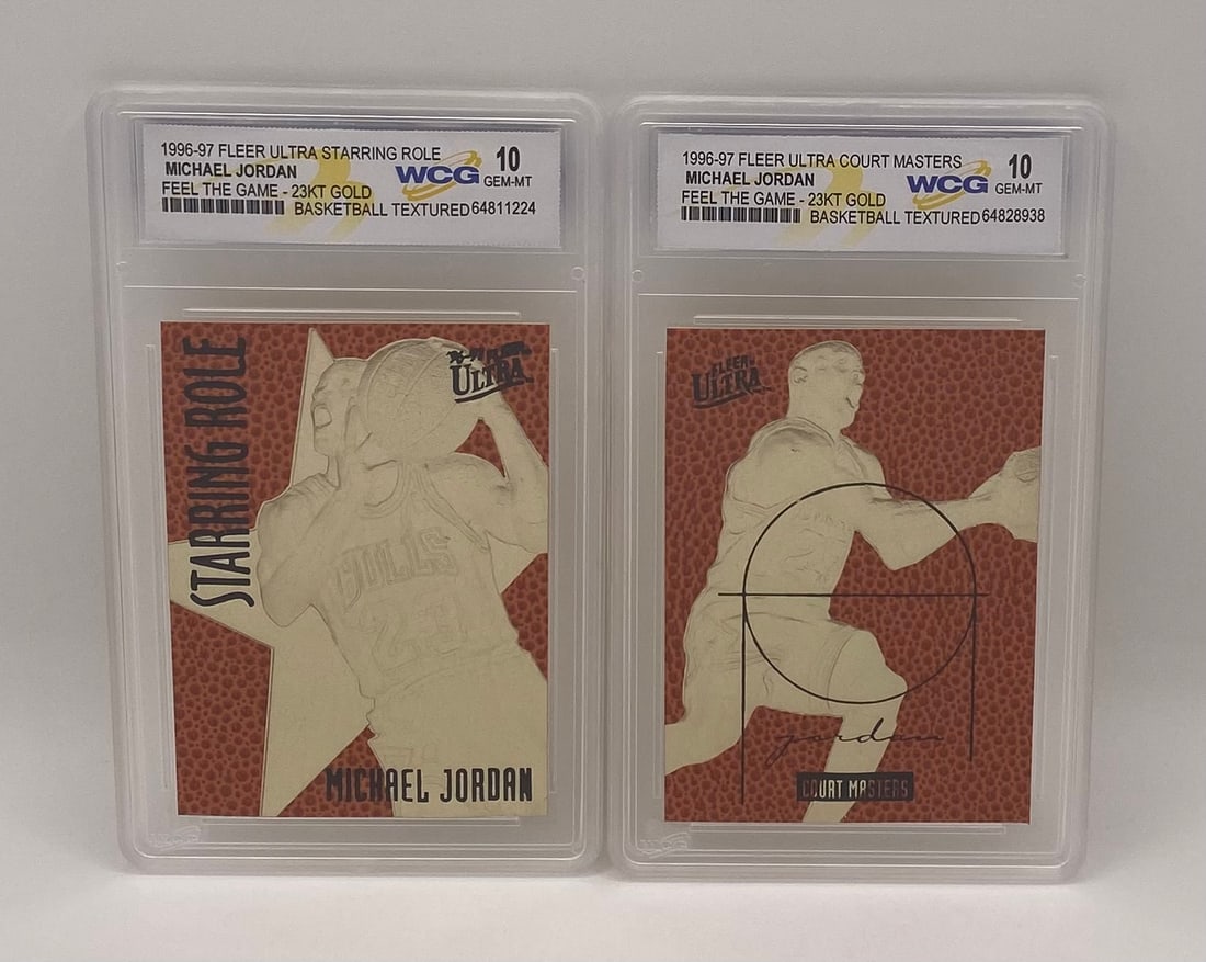 Pair 1996-97 Kobe Bryant 23KT Gold Rookie Cards: Pair 1996-97 Kobe Bryant 23KT Gold Rookie Cards WCG GEM MT 10 (EX-2000 & Flair)