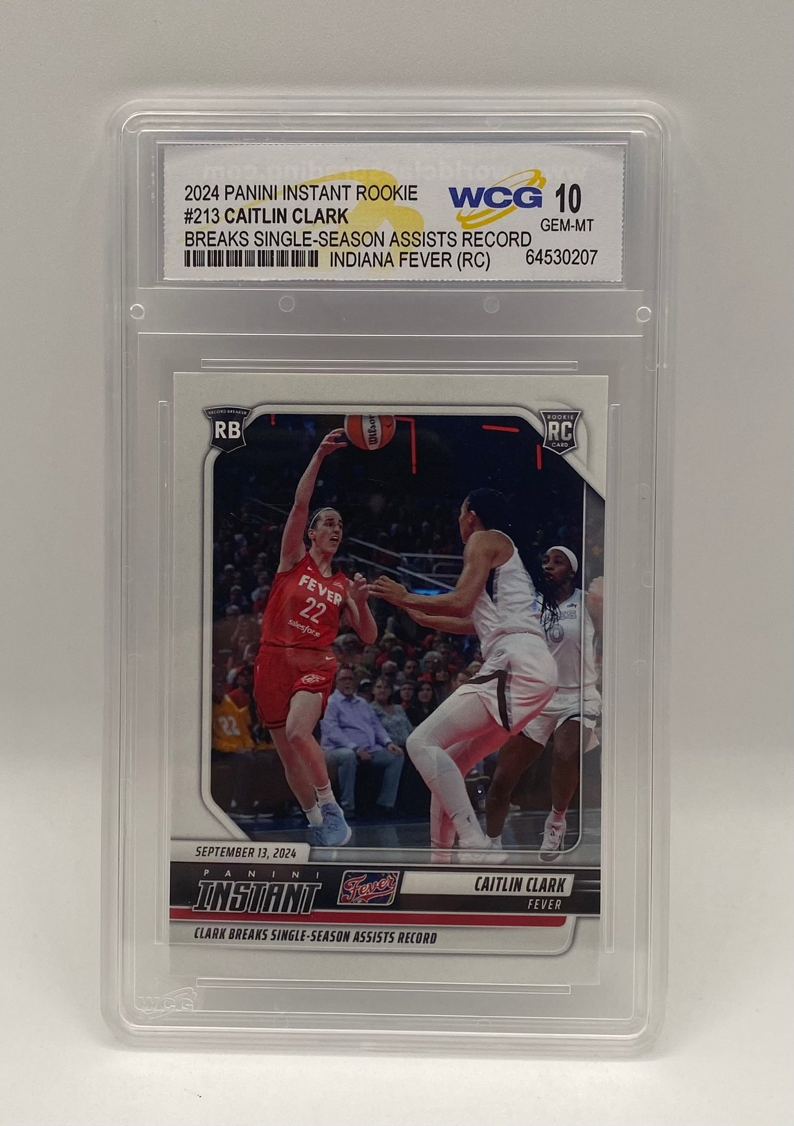 Caitlin Clark Rookie: 2024 Panini Instant Rookie #213 Caitlin Clark "Single-Season Assists Record" – WCG Gem Mint 10? 