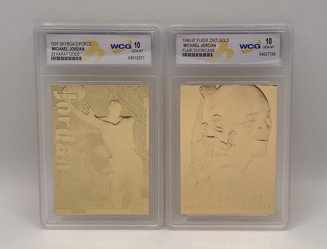 (2) Two Michael Jordan Cards: Lot of (2) Michael Jordan Graded 23KT Gold Cards - 1997 SkyBox Z-Force & 1996 Fleer - WCG 10 Gem Mint