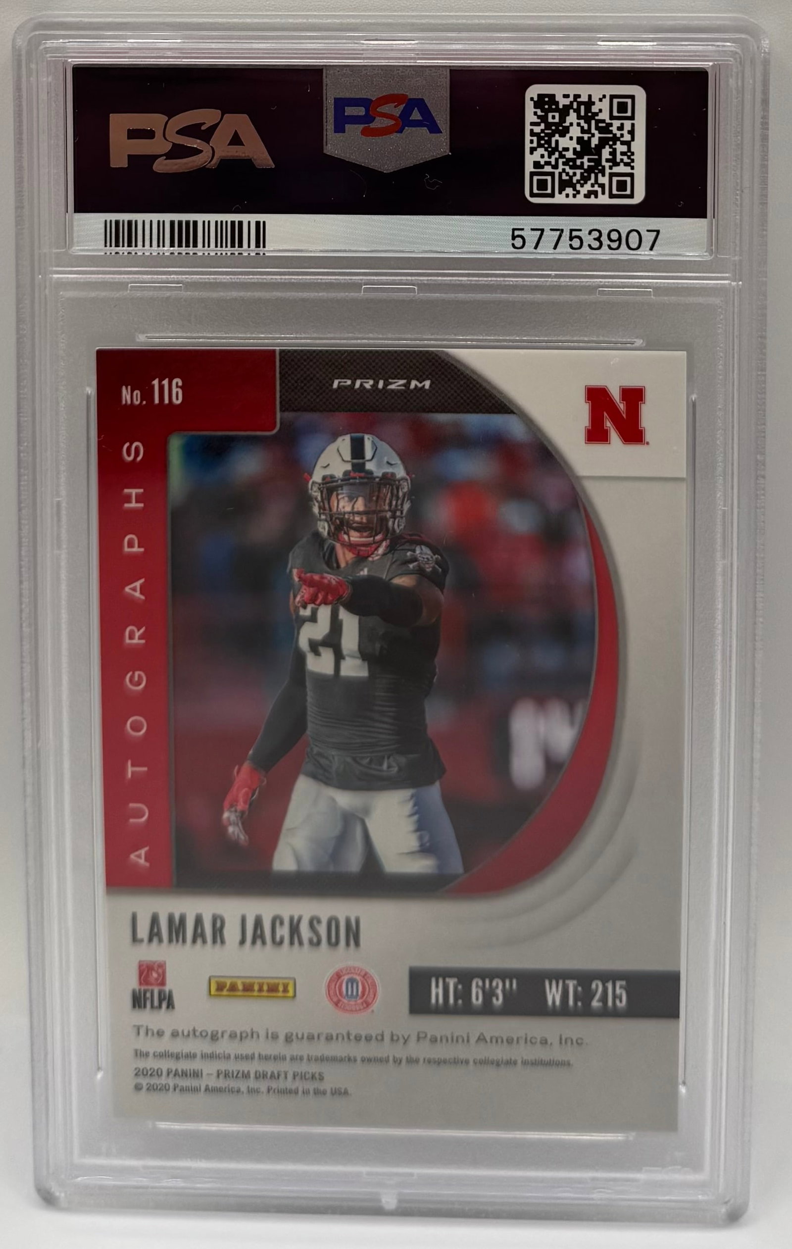 Lamar Jackson Auto Prizm Draft Pick - 2