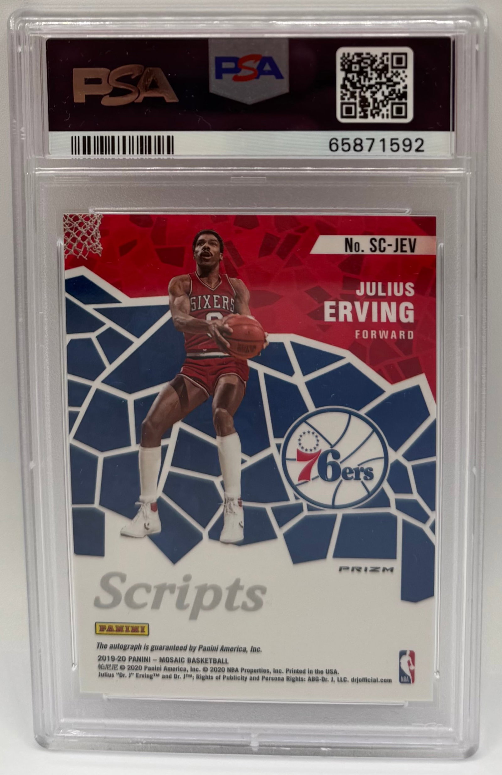 Julius Erving Scripts Red Wave Auto PSA 10 - 2
