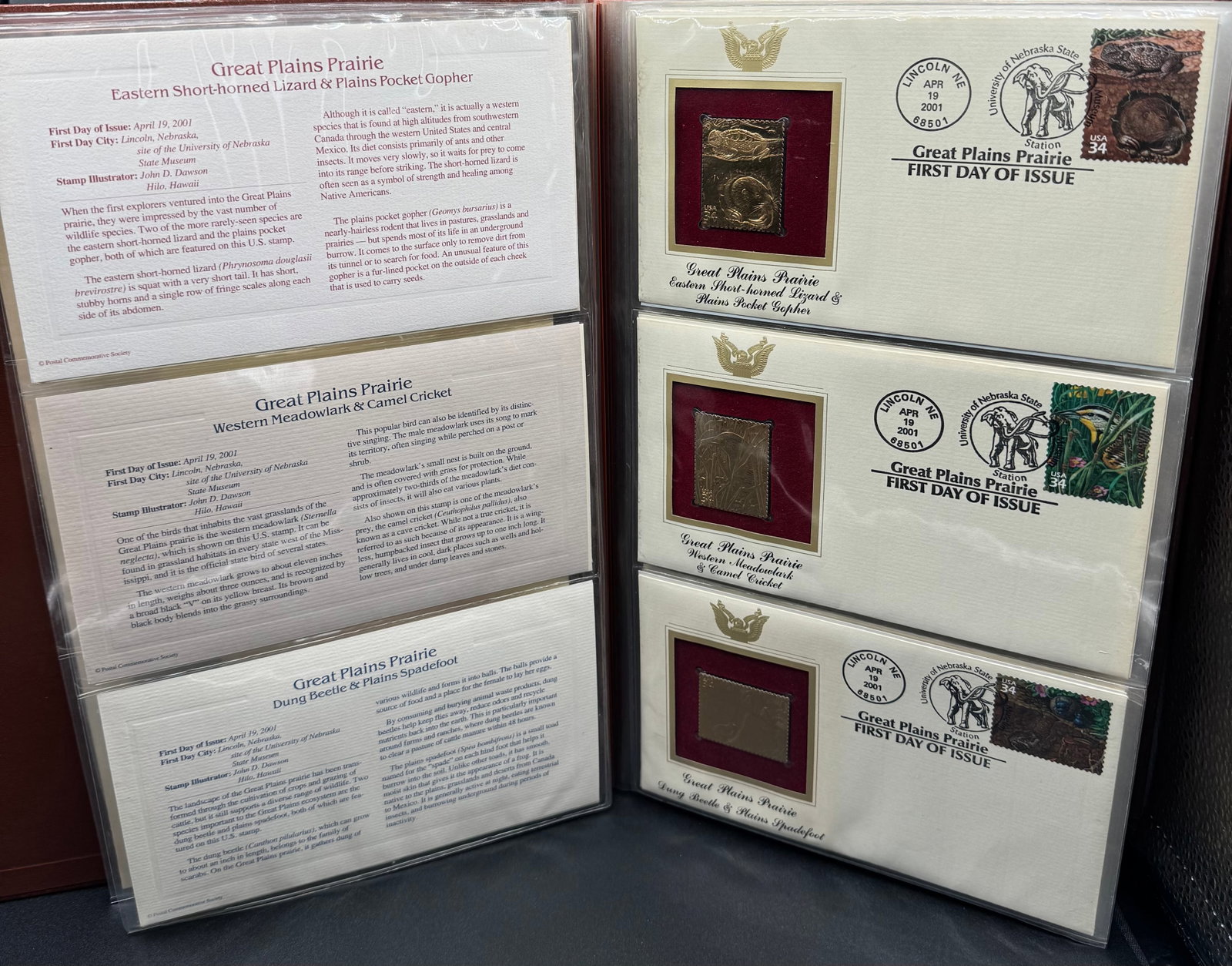 Golden Replicas of United States Stamps 22kt Gold Proof Collection (61 Covers Total): Golden Replicas of United States Stamps 22kt Gold Proof Collection (61 Covers Total). 61 First Day Covers with 22kt Gold Proof Replica Stamps Details & Features: Gold Proof Replicas: Each First Day