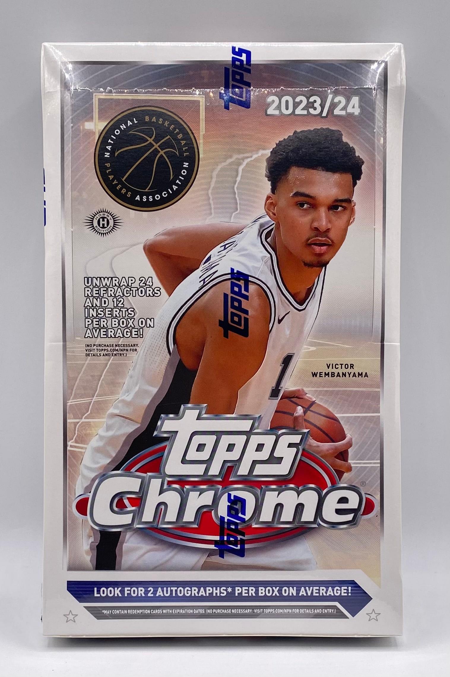 Sealed 2023 Topps Chrome Basketball Hobby Box featuring Victor Wembanyama: Sealed 2023-24 Topps Chrome Basketball Hobby Box featuring Victor Wembanyama