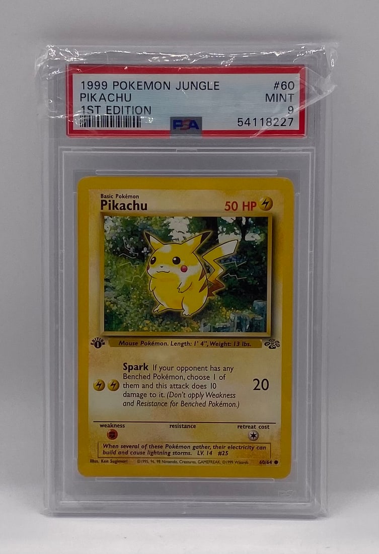 1999 Pokémon Jungle 1st Edition Pikachu PSA: 1999 Pokémon Jungle 1st Edition Pikachu #60/64 - PSA 9 Mint