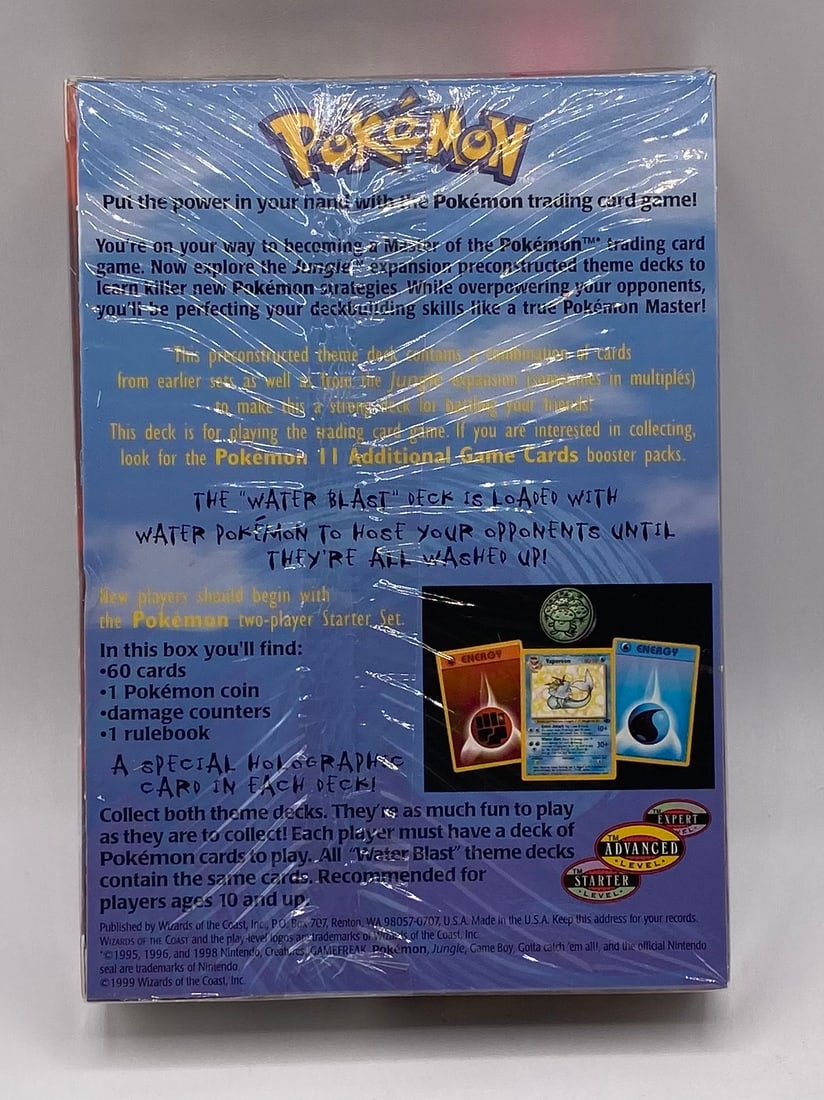 Sealed 1999 Pokemon Water Blast Theme Deck Box - 2
